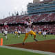 Stanford, California, USA; USC Trojans defensive back Max Williams (4) runs into the end zone for a touchdown during the second quarter against the Stanford Cardinal at Stanford Stadium.